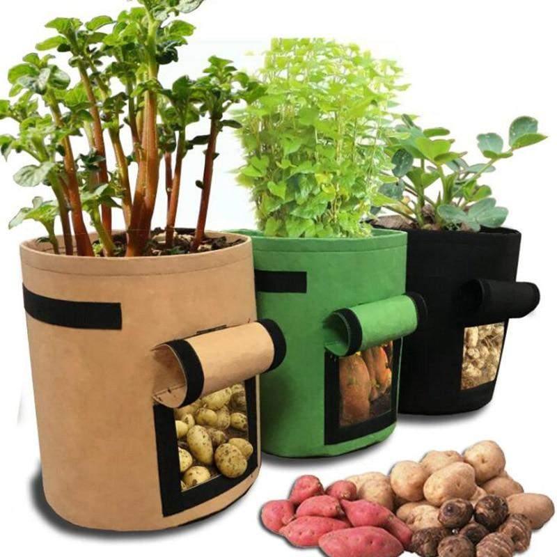 10 gal. Potato Grow Bags Pots with Handle, Thickened Non-Woven Fabric Container, Flap and Visualization Window (10-Pack)