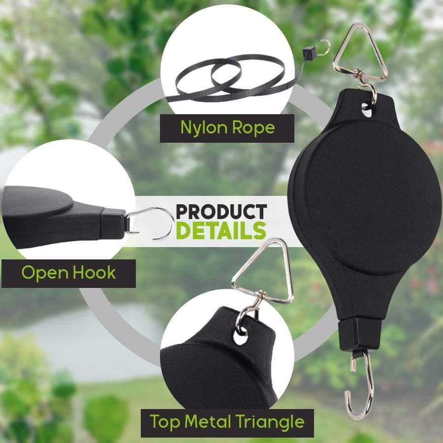 Retractable plant pulley hanger, heavy duty hanging pull down